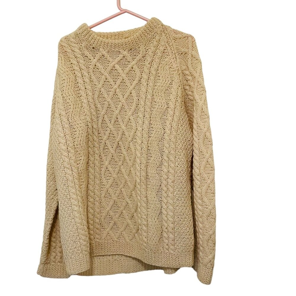 Estridge Handmade Womens Sweater Cable‎ Knit Cream Large